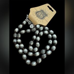 Panache Metallic Gray Beaded Necklace